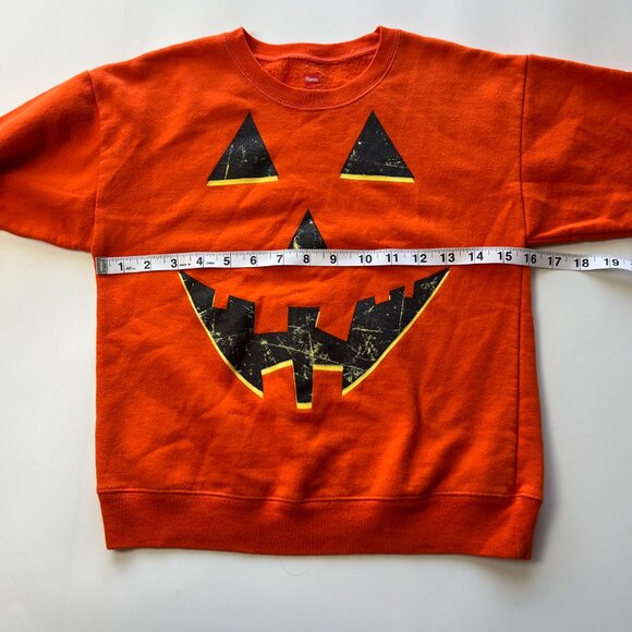 Kids Vintage Hanes Jack o Lantern Halloween Crewneck Sweater Small - Picture 6 of 6